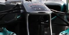 Mercedes testowa w Jerez system przepywu powietrza przez nos bolidu