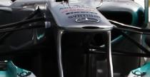 Mercedes testowa w Jerez system przepywu powietrza przez nos bolidu