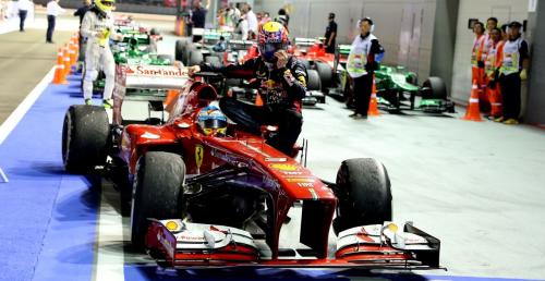 Podwzka Webbera na bolidzie Alonso - Hamilton zszokowany