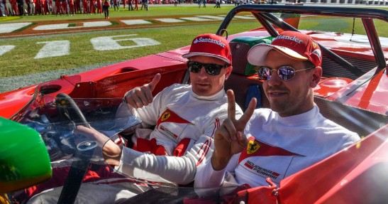 Vettel i Raikkonen przejechali się bolidami Ferrari po owalu Daytona