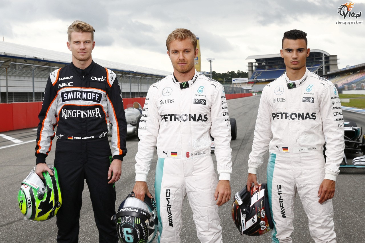 Rosberg, Hulkenberg i Wehrlein poprowadzili kultowe bolidy F1 w historii Mercedesa na Hockenheim