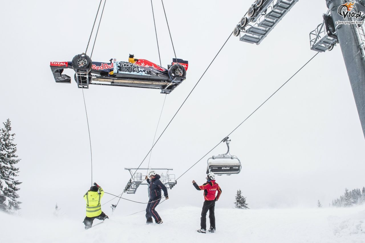 Verstappen, bolid F1 i zjazd w Alpach