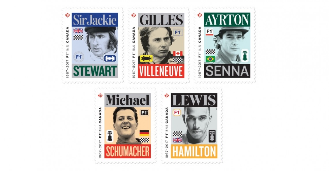 Hamilton i cztery inne legendy F1 na znaczkach pocztowych w Kanadzie