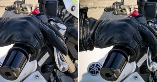 Warto trzymać dwa palce na dźwigni przedniego hamulca, aby skrócić drogę hamowania