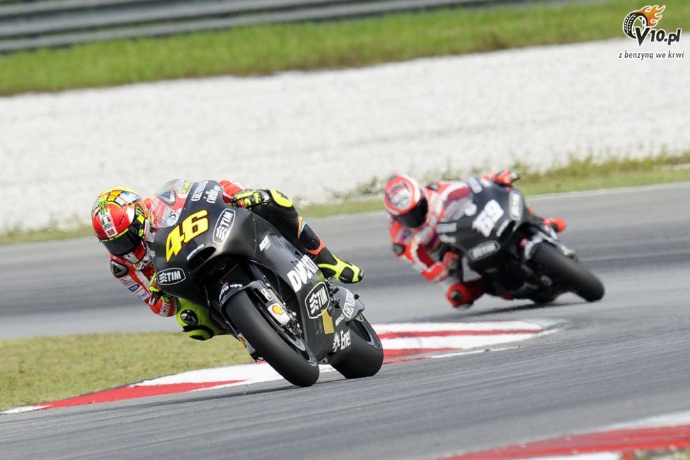 Valentino Rossi i Nicky Hayden - testy na torze Sepang