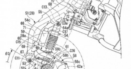 Schematy patentowe trójkołowej Hondy