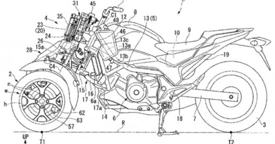 Schematy patentowe trójkołowej Hondy