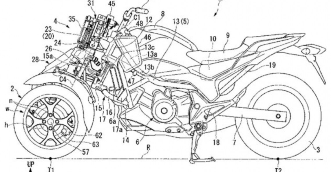 Schematy patentowe trójkołowej Hondy