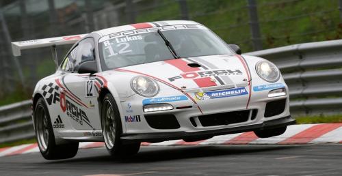 Robert Lukas na podium w Porsche Carrera Cup