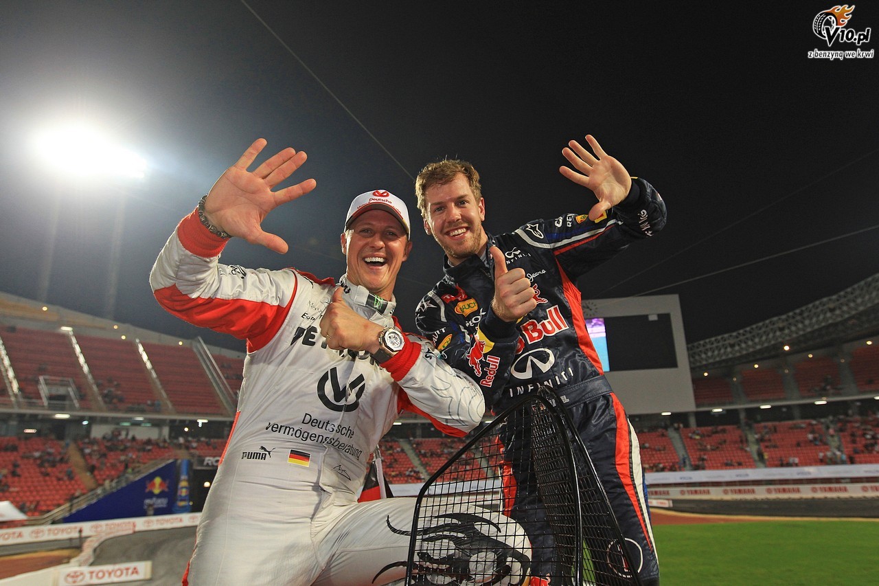 Mick Schumacher i Sebastian Vettel cz siy na Race of Champions