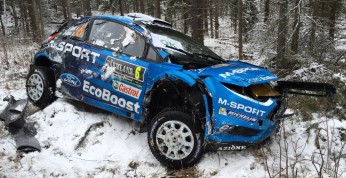 Rajd Szwecji: Ptaszek urwał koło, Camilli dachuje, Bertelli...