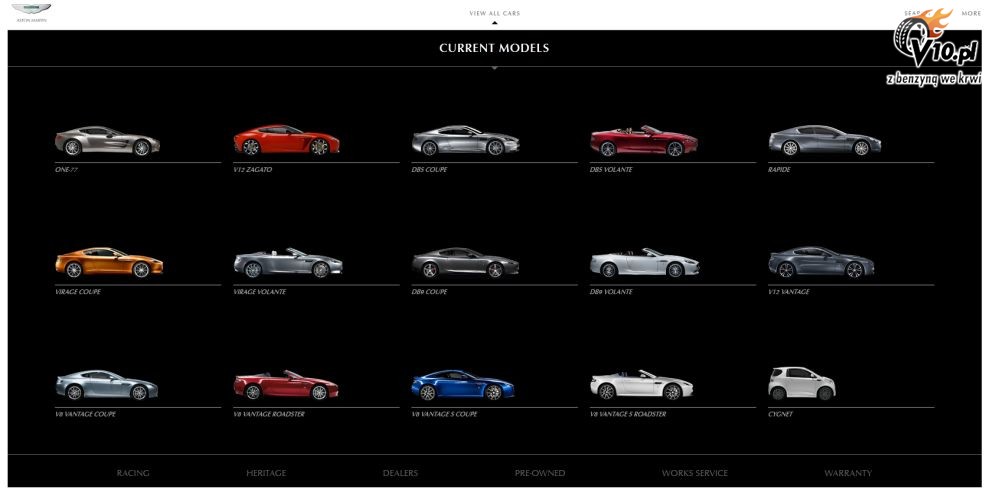 Aston Martin V12 Zagato na stronie internetowej