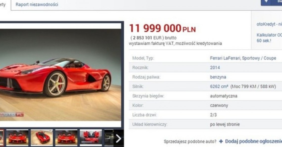Ferrari Laferrari Wystawione Na Sprzedaz W Polsce Cena 12 Mln Zlotych V10 Pl Mobile