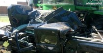 Kombajn kontra pickup - wypadek