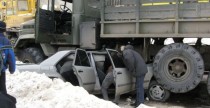Pijany kierowca ciarwki kontra Mercedes