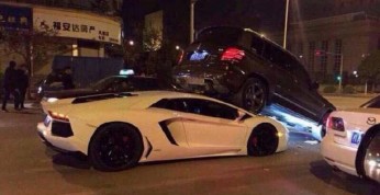 Lamborghini Aventador i Mercedes GLK w nietypowym wypadku