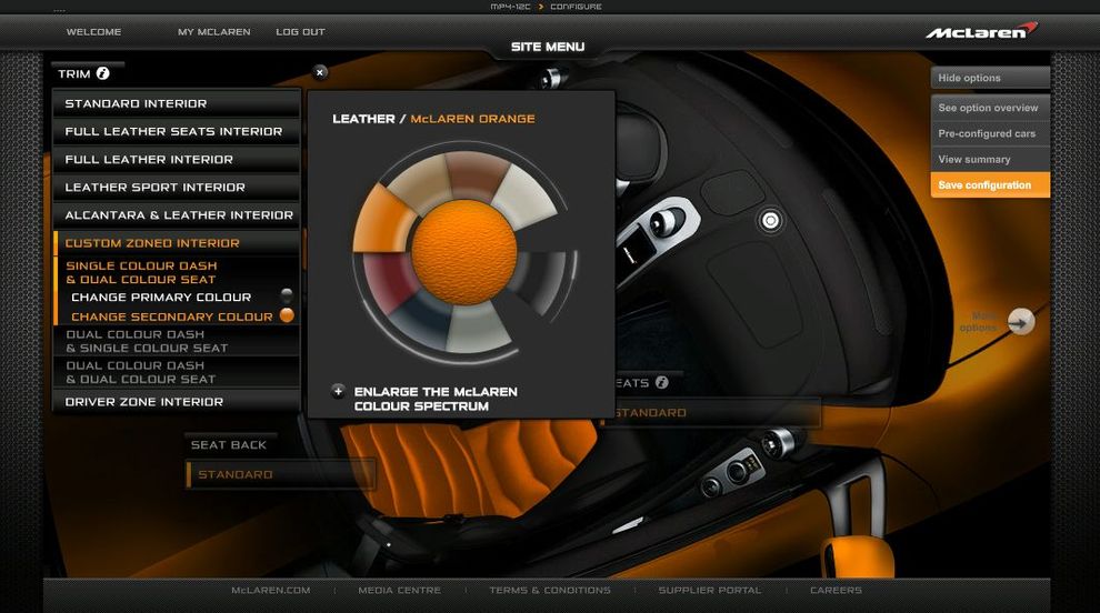 McLaren MP4-12C - konfigurator