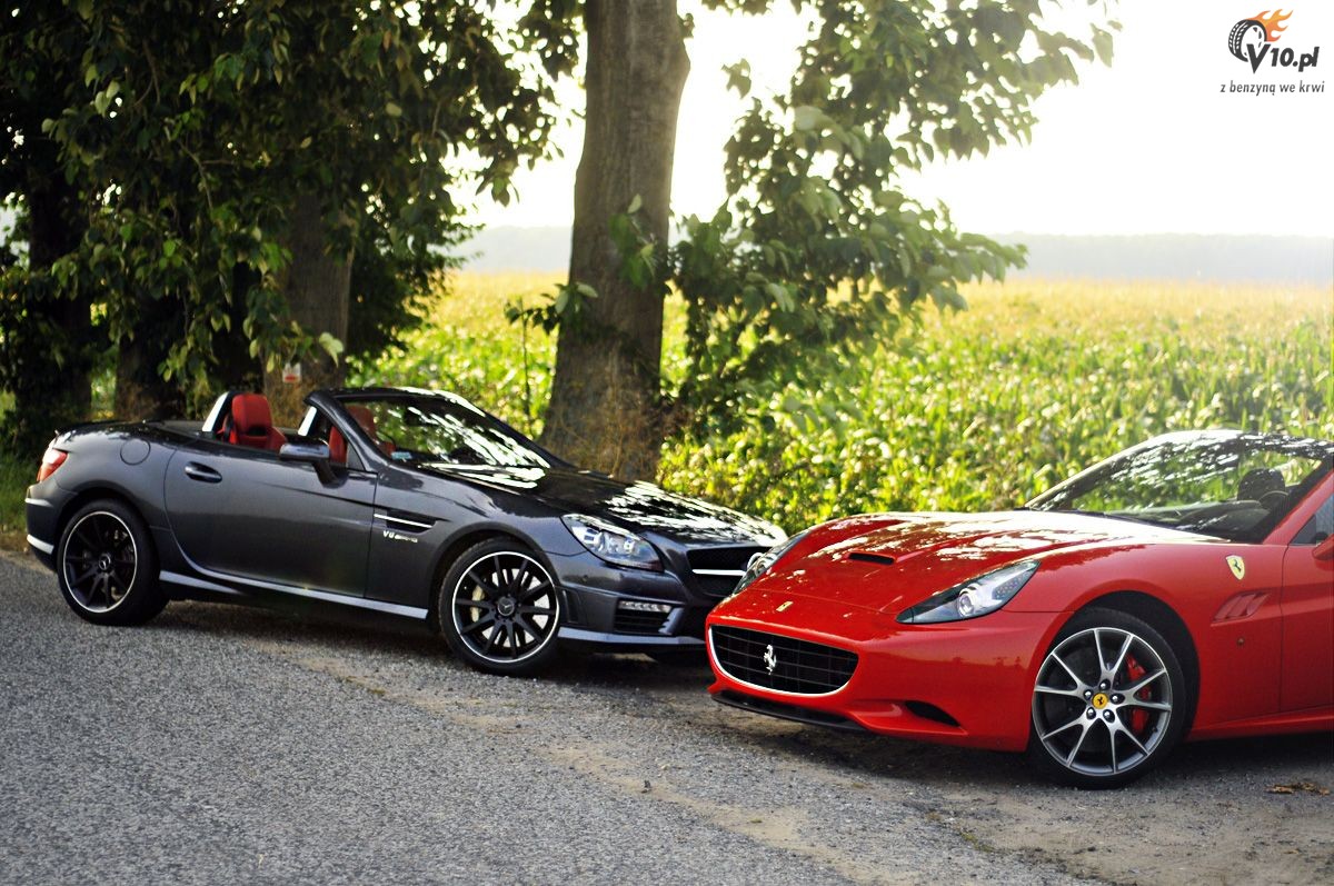 Ferrari California vs Mercedes-Benz SLK 55 AMG