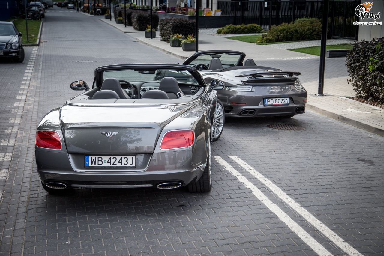 Porsche 911 turbo S vs Bentley Continental GTC Speed - test