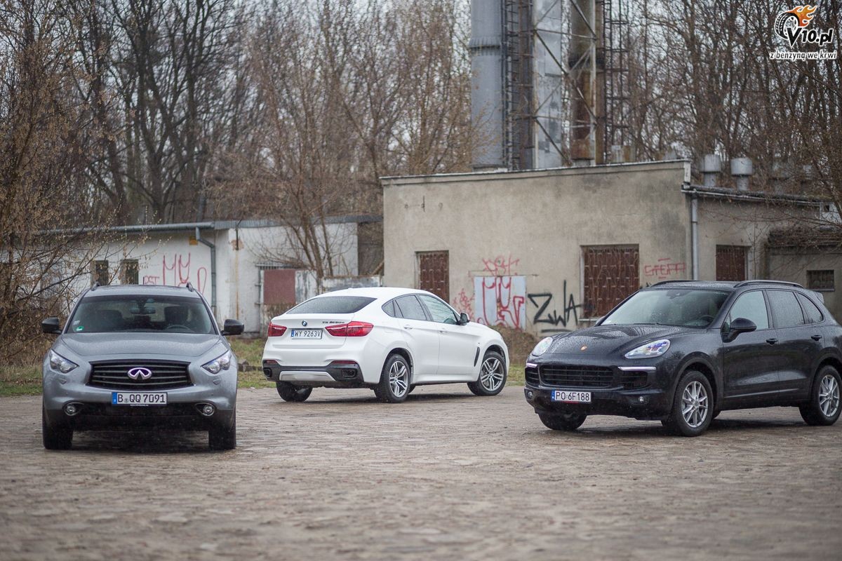 Porsche Cayenne, BMW X6 i Infiniti QX70