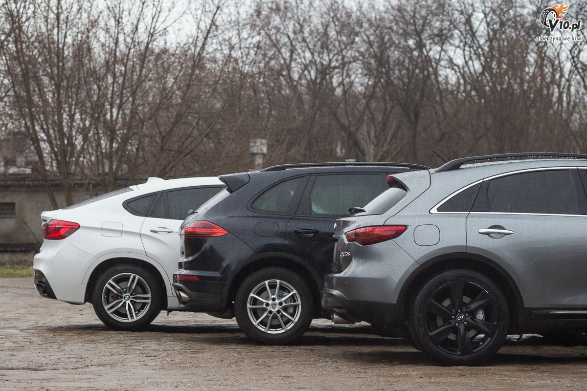 Porsche Cayenne, BMW X6 i Infiniti QX70
