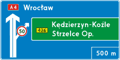 E-1a, Tablica przeddrogowskazowa na autostradzie